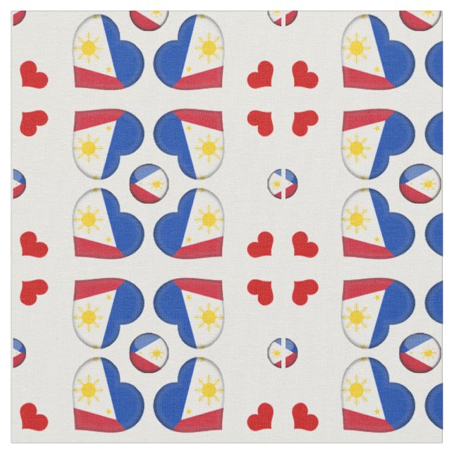 Filippinerna Flagga & Filippinerna Heart mode Fabr Tyg (Närbild)
