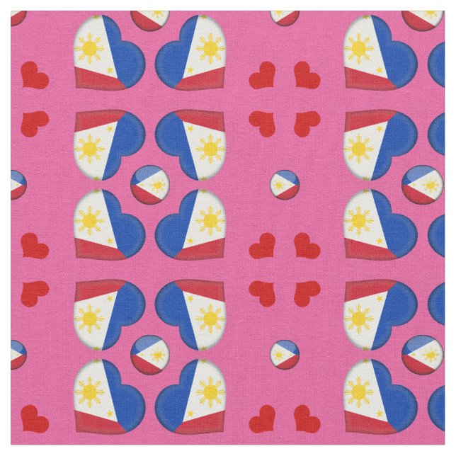 Filippinerna Flagga & Filippinerna Heart mode Fabr Tyg (Närbild)