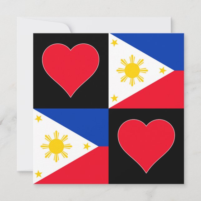 Filippinerna Flagga Heart Patriotic Filipino Hälsn Kort (Framsida)