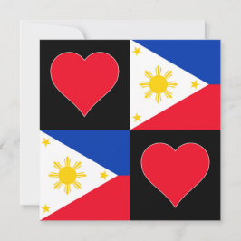 Filippinerna Flagga Heart Patriotic Filipino Hälsn Kort