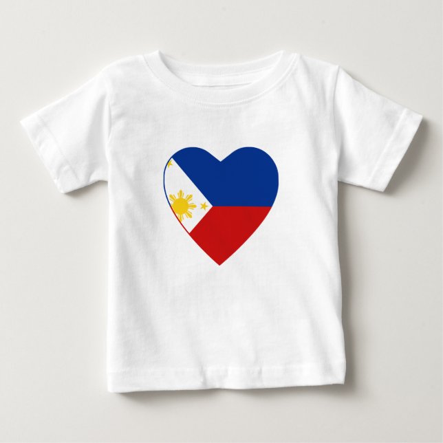 Filippinerna Flagga Heart T-Shirt (Framsida)