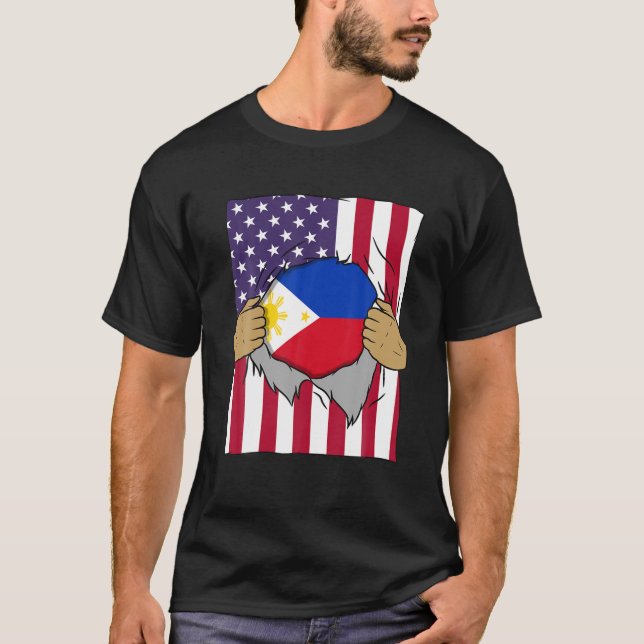 Filippinerna Flagga Inside Me Home Pride Filipino  T Shirt (Framsida)