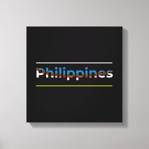 Filippinerna Flagga - Patriotic Cutout Lettering Canvastryck