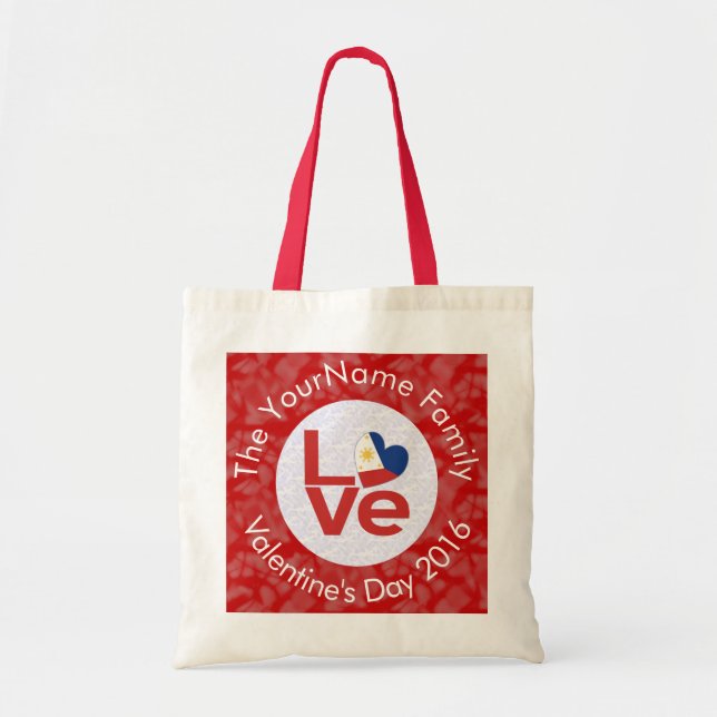 Filippinerna Flagga Red Brev KÄRLEK Heart Valentin Tygkasse (Framsidan)