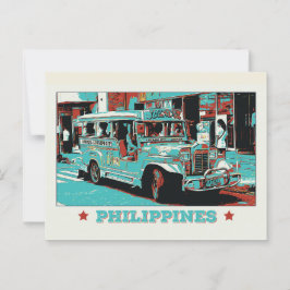 Filippinerna, ikoniska jeepney i Manila Vykort