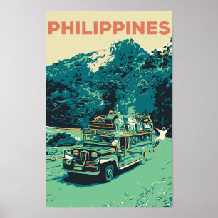 Filippinerna, jeepney i Luzon, centrala cordillera Poster