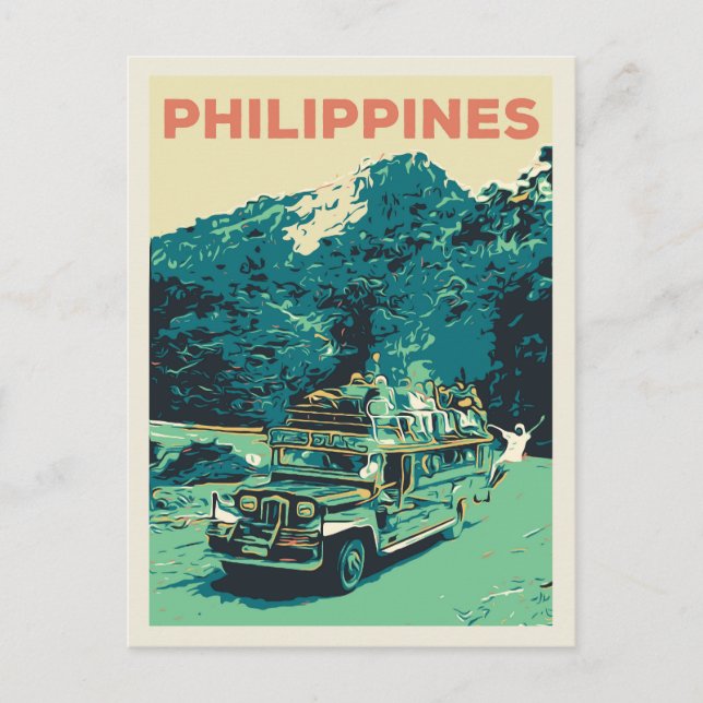 Filippinerna, jeepney i Luzon, centrala cordillera Vykort (Framsida)