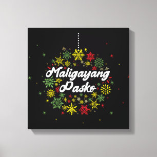Filippinerna jul Maligayang Pasko Snöflingor Canvastryck
