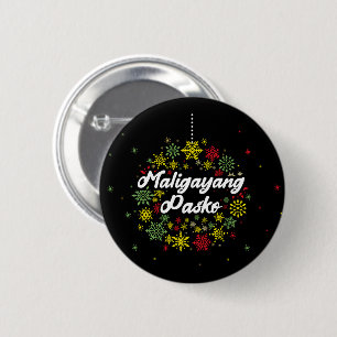Filippinerna jul Maligayang Pasko Snöflingor Knapp