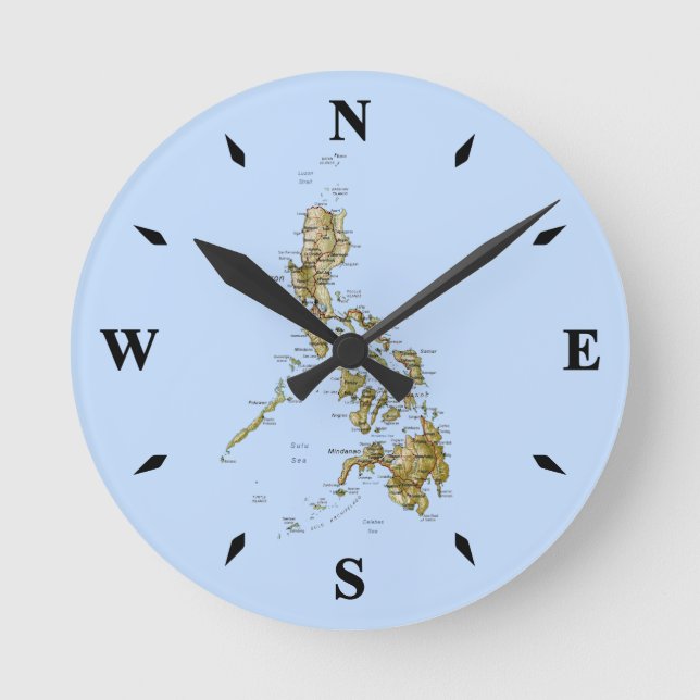 Filippinerna Karta Clock Rund Klocka (Framsida)
