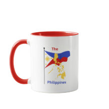 Filippinerna Karta och Flagga Kaffe Mugg