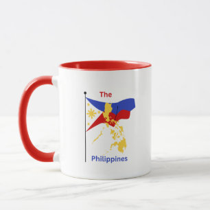 Filippinerna Karta och Flagga Kaffe Mugg