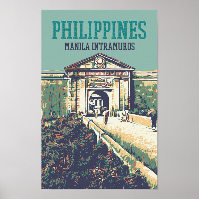 Filippinerna, Manila Intramuros Santiago fort Poster (Framsidan)