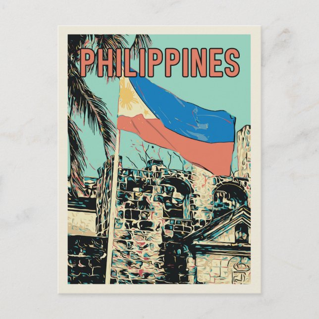 Filippinerna, Manila Intramuros, Santiago fort Vykort (Framsida)