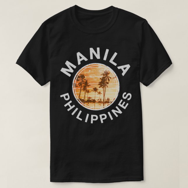 Filippinerna Manila Retro Sunset Filipino T Shirt (Design framsida)