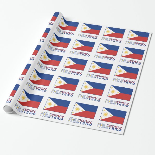 Filippinerna och filippinsk flaggpresent presentpapper (Utrullad)