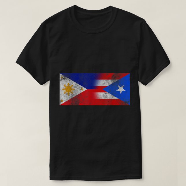 Filippinerna och Puerto Rican Flagga T Shirt (Design framsida)