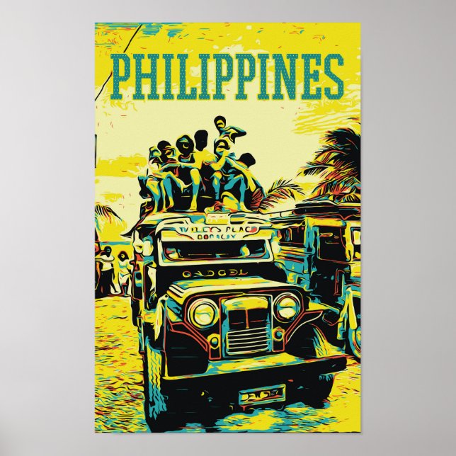 Filippinerna, överlastad jeepney poster (Framsidan)