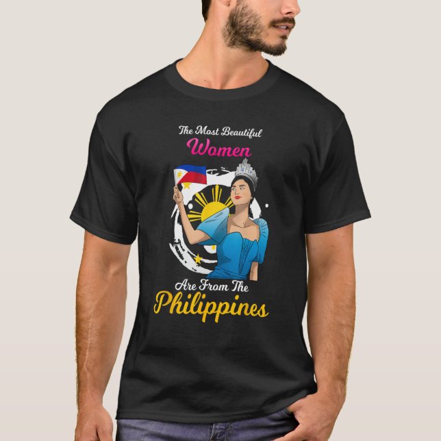 Filippinerna Pinay Filipina Pride Proud Flagga Bea T Shirt (Framsida)