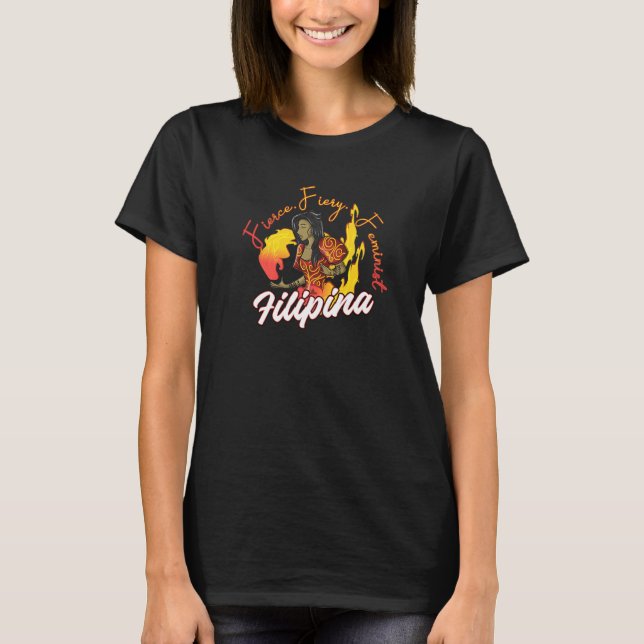 Filippinerna Pinay Filipina Stolthet Stolt Flagga  T Shirt (Framsida)