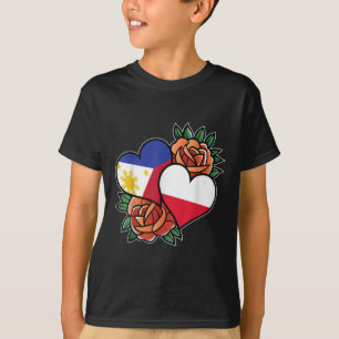 Filippinerna, Polen Flagga Heart HalFilipino, halv T Shirt