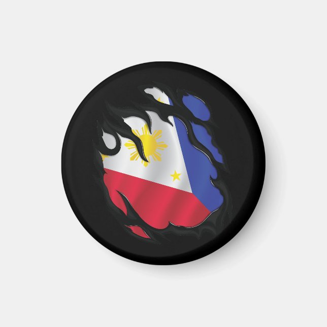 Filippinerna Rippat Flagga Magnet (Framsidan)