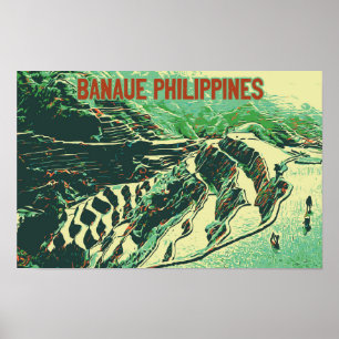 Filippinerna, ris-terrasserna på Banaue Luzon-ön Poster