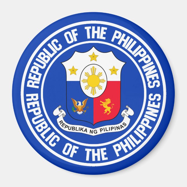 Filippinerna Round Emblem Magnet (Framsidan)