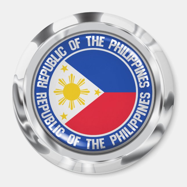 Filippinerna Round Emblem Magnet (Framsidan)