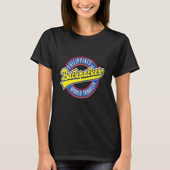 Filippinerna Ryggsäcksturist Världsresenär T Shirt (Framsida)