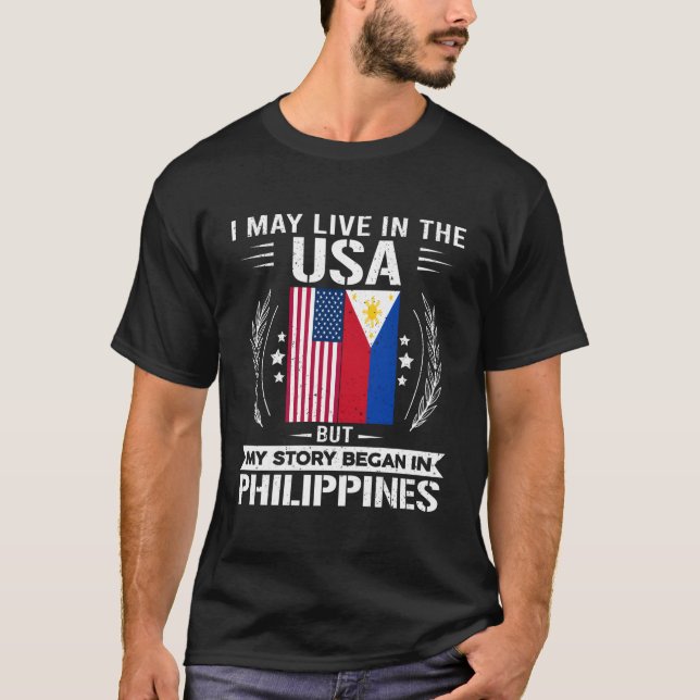 Filippinerna Shirt Proud Filippinerna och USA flag T (Framsida)