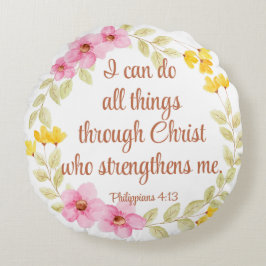 Filippinerna Skriptråd för Rosa och Gult Blommigt  Rund Kudde