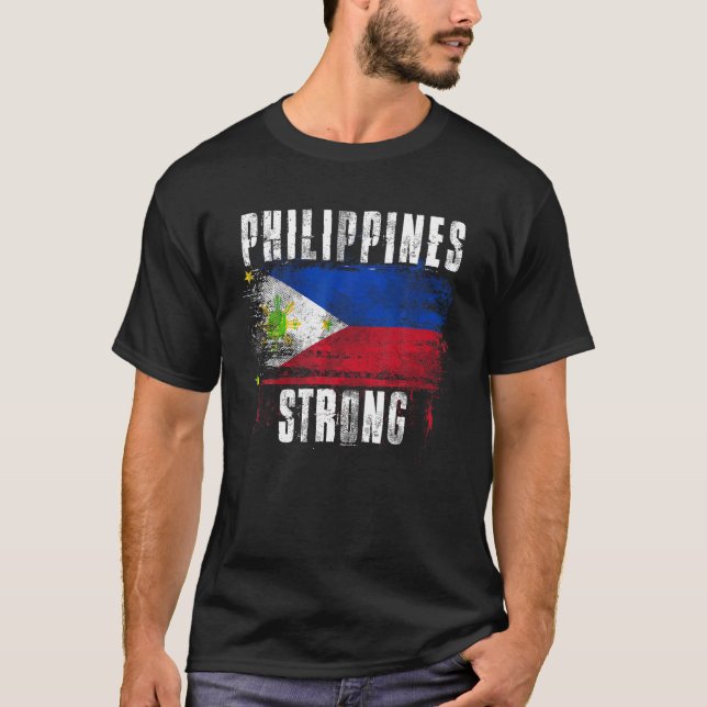 Filippinerna Starong Distress Flagga Filipino Prid T Shirt (Framsida)