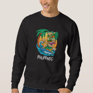 Filippinerna Surfing Tiki Strand Semester Män Pojk Lång Ärmad Tröja