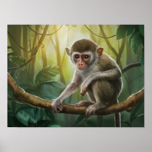 Filippinerna Tarsier Monkey in Natural Habitat Poster