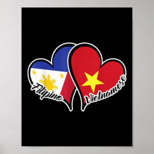 Filippinerna, Vietnam Flagga Heart HalFilipino, ha Poster