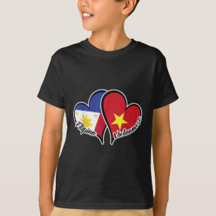Filippinerna, Vietnam Flagga Heart HalFilipino, ha T Shirt