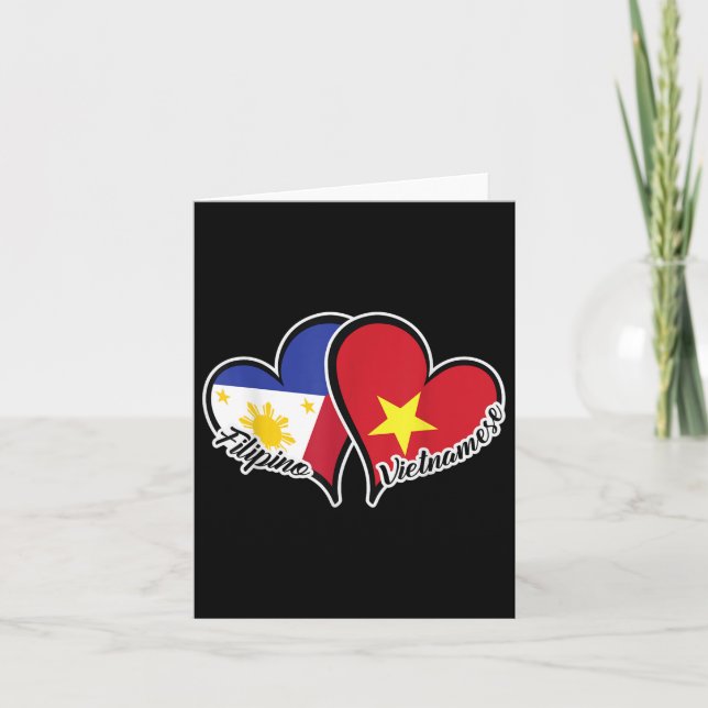 Filippinerna Vietnam Flagga Hjärta Halv Filippinsk Kort (Framsida)