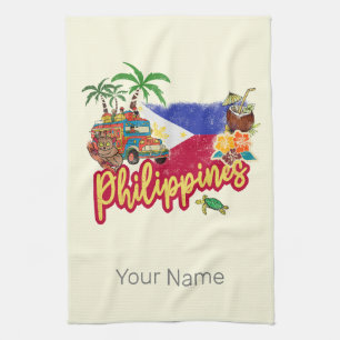 Filippinerna Vintage Tarsier Flagga Handflatan Sou Kökshandduk