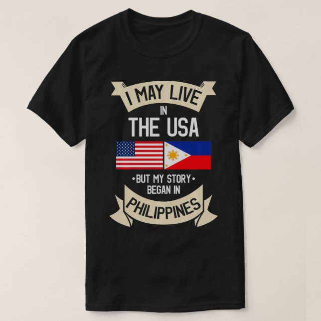 Filippinernas amerikanska Flagga USA Filipino Root T Shirt (Design framsida)