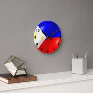 Filippinernas Flagga Design Rund Klocka