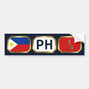 Filippinernas Flagga Karta Code Bumper Sticker Bildekal