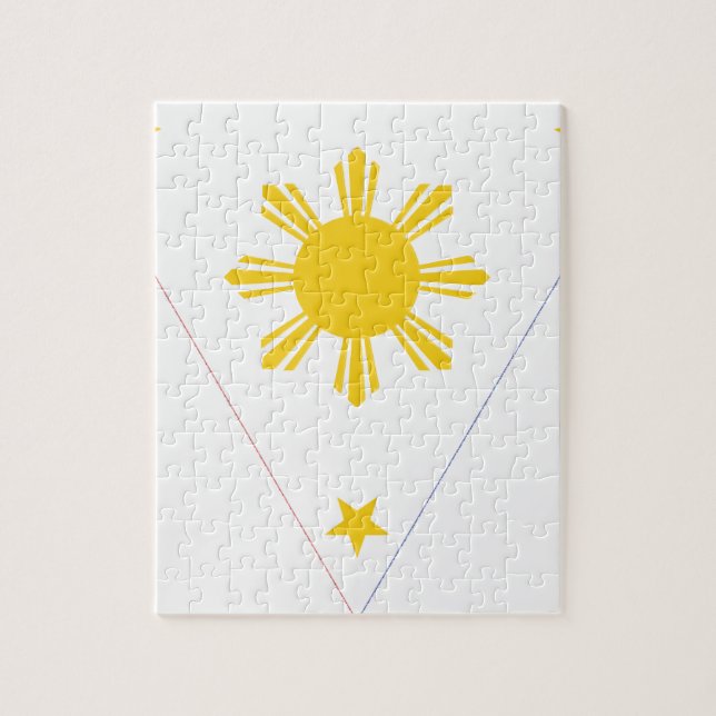 Filippinernas flagga - Tatlong Bituin i Isang Pussel (Vertikal)