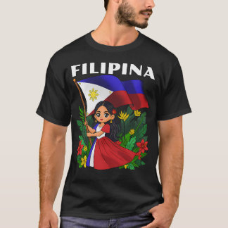 Filippinernas flaggdag filippinsk flicka t shirt