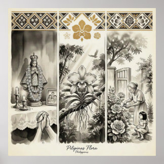 Filippinernas Flora- Sampaguita · Waling-Waling ·  Poster