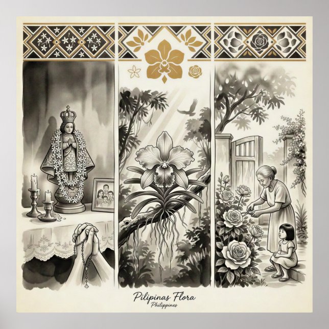 Filippinernas Flora- Sampaguita · Waling-Waling ·  Poster (Framsidan)