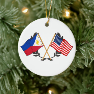 Filippinsk amerikansk Flagga Filipino Heritage Vin Julgransprydnad Keramik