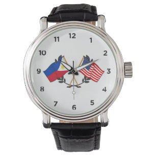 Filippinsk Amerikansk Flagga Filippinska Arv Vinta Armbandsur