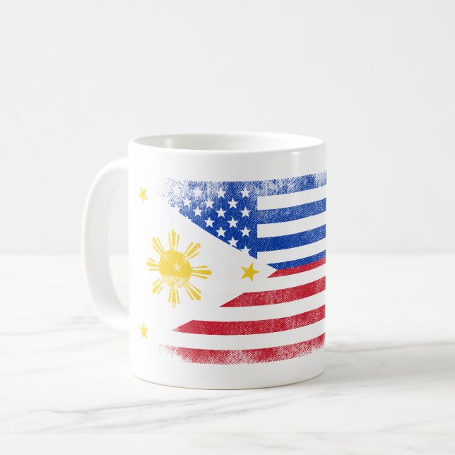Filippinsk amerikanska flaggan   Philippines och Kaffemugg (Framsida vänster)