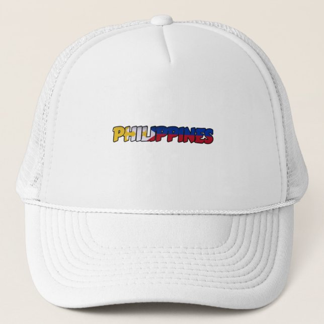 Filippinsk flagg typografi Trucker Hatt Keps (Framsida)